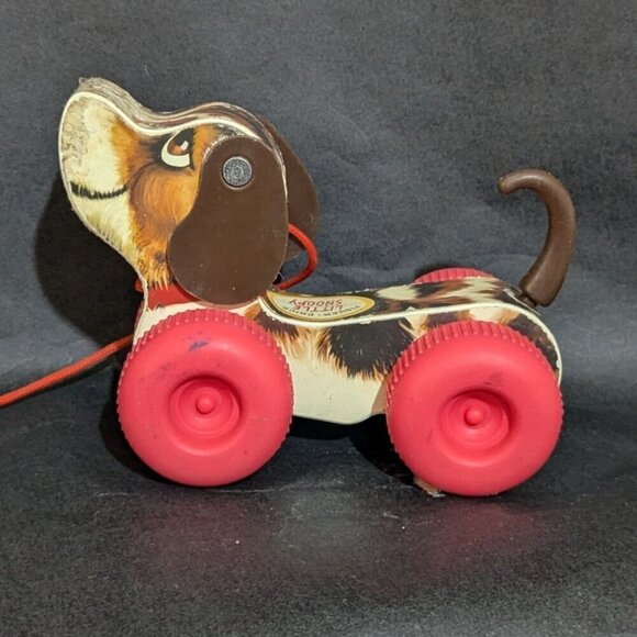 Fisher-Price Pull-Along Puppy Dog Toy With Red Wheels & Tail 2014 retro style - Picture 2 of 8